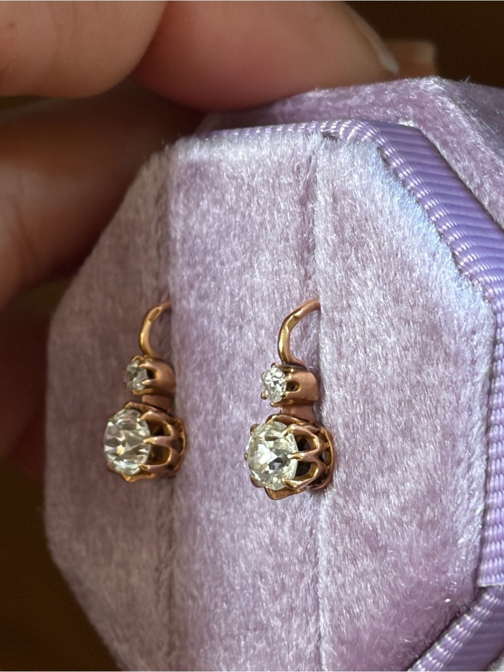 old mine cut diamond earrings- price is firm - Picture 6 of 12